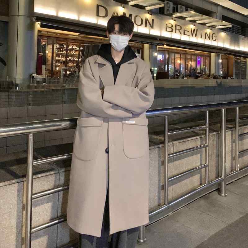 コート メンズ 男性用 秋冬 中長丈 ウール ポリエステル混紡 ゆったり 韓国風 カジュアル ミリタリー ホワイト系 グレー ブラック｜イーマイショップ