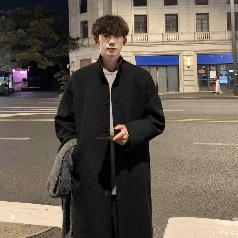 コート メンズ 男性用 ウール 秋冬 ハーフ丈 オーバーサイズ シングルブレスト ゆったり 灰色 黒色 コーヒー色｜イーマイショップ