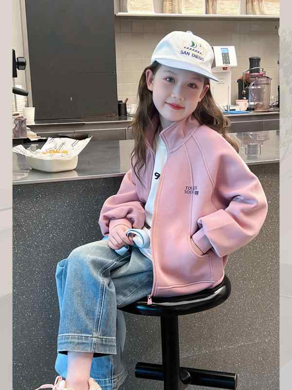子供服 ジャケット 女の子 長袖 カーディガン 春秋 高学年 アウター トップス 薄手 普段使い 発表会 習い事 ピンク系