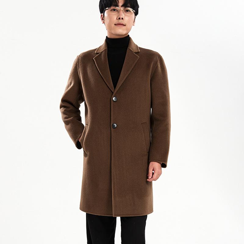 コート メンズ 男性用 ウール 秋冬 ビジネス ミドル丈 ドロップショルダー ウールコート 無地 燕麦色 中灰色 モカブラウン ダークグレー ブラック