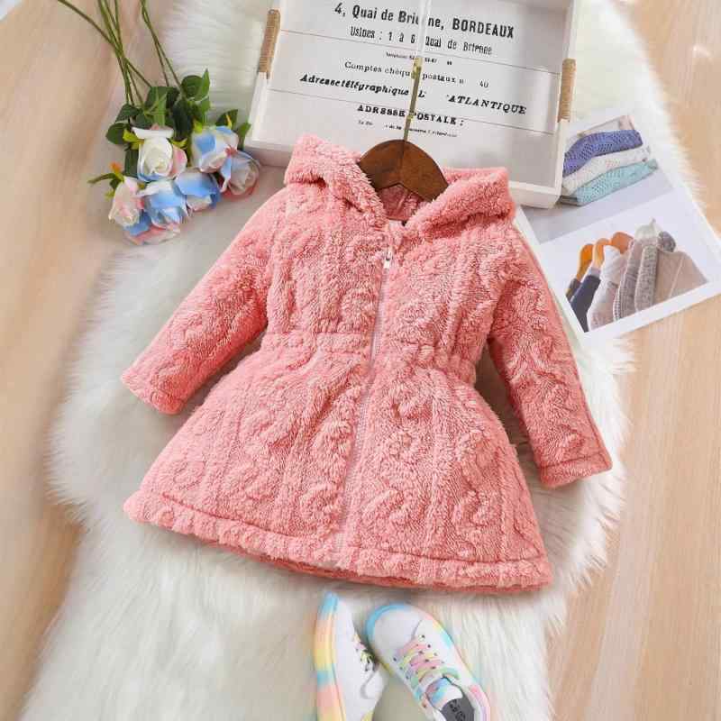 ベビー服 女の子 ボアジャケット フリースジャケット 厚手 防寒 あったか アウター 米白 深ピンク ストライプ 無地 秋