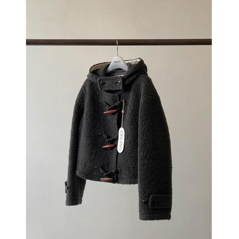 コート レディース ゆったり フード付き ダッフルコート ウール混 ミドル丈 ミドル 厚手 秋冬 通勤 きれいめ かわいい おしゃれ アイボリー ブラック系|イーマイショップ