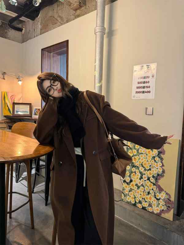 コート レディース 秋冬 ウールコート ゆったり ロング丈 ダブルフェイス 無地 通勤 きれいめ カジュアル ブラック ホワイト グレー キャメル 混グリーン チョコレート色