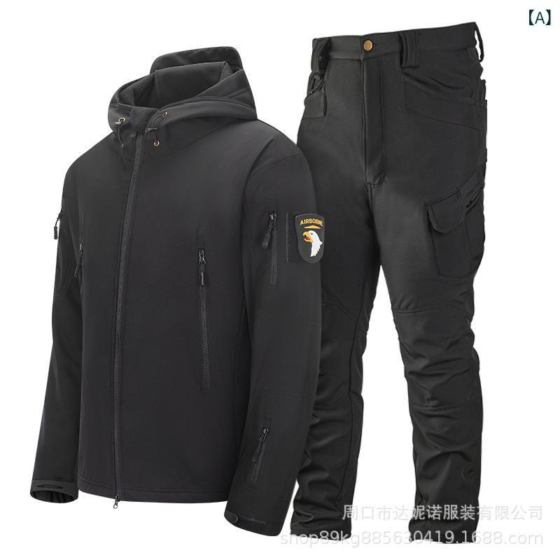 マウンテンパーカー 男性用 防風 アウター 登山ウェア 裏起毛 撥水 ジャケット パンツ 上下セット 秋冬 アウトドア 釣り 登山 防寒着