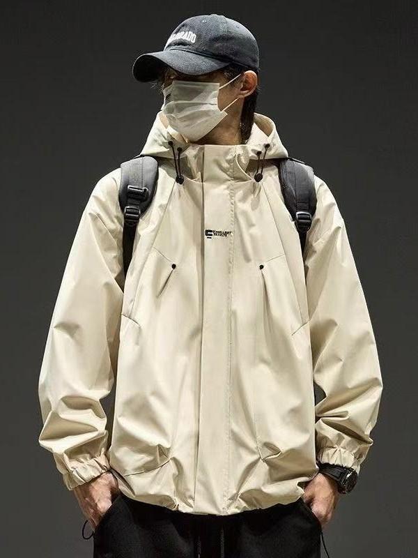 マウンテンパーカー メンズ 春秋 薄手 防風 ジャケット 男性用 アウトドア ウェア トップス ポリエステル ブラック 黒 グリーン 緑 カジュアル スポーティー