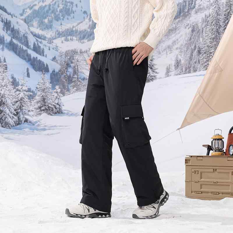ダウンパンツ 男性用 直筒 防寒 あったか スキーパンツ メンズ ワークパンツ 綿 摩カ 森グリーン マットブラック｜イーマイショップ