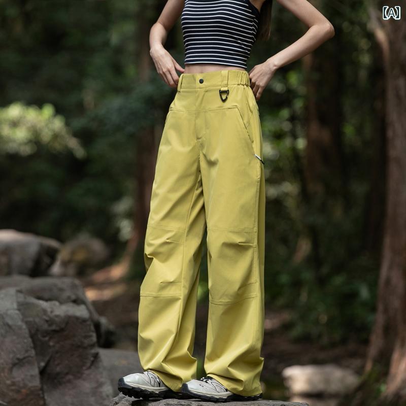 パンツ レディース アウトドアパンツ 防水 速乾 耐摩耗性 登山パンツ スポーツパンツ 薄手 夏 芥末 黄色 カーキ グレー ブラック