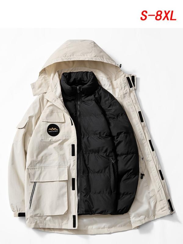 マウンテンパーカー レディース メンズ 防寒着 秋冬 防水 登山ウェア 裏起毛 取り外し可能 大きいサイズ アウトドア ジャケット 男女兼用 ウインドブレーカー 黒 グレー キャンプ 釣り