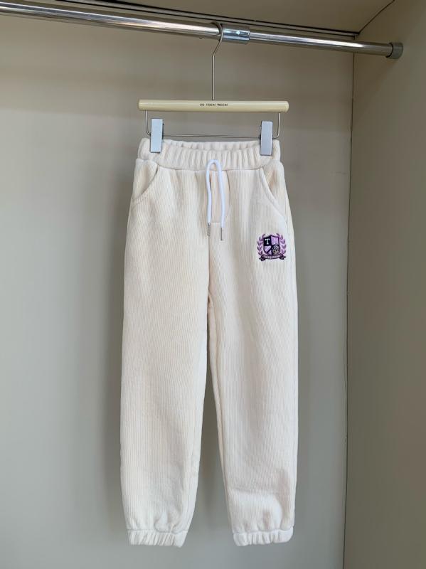子供服 パンツ 秋冬 ベルベット 伸縮性 ウエストゴム カジュアルパンツ アイボリー