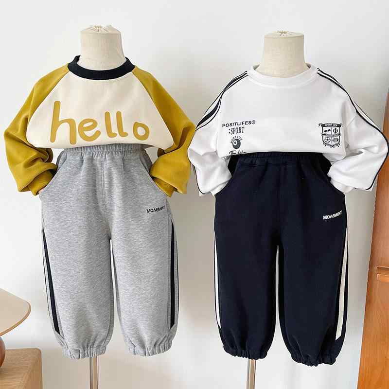 子供用パンツ 春秋 男女兼用 ゆったり カジュアルパンツ レギンス 運動着 ミドルウエスト コットン ストライプ アルファベット 90cm 100cm 110cm 120cm 130cm 140cm 150cm