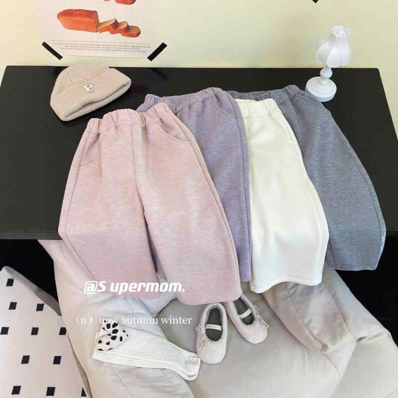 子供用パンツ 女児 冬用 裏起毛 シェニール 伸縮性 ストレートパンツ ガールズ ズボン 普段着 グレー ブラック ピンク パープル オフホワイト