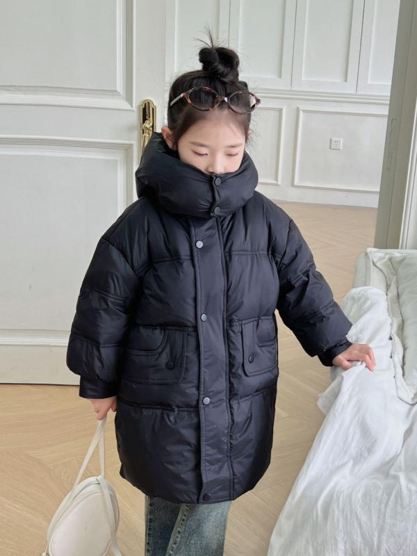 子供用コート ジャケット 女の子 中綿入り アウター 立襟 防寒 厚手 ポリエステル 黒 グレー 紫 ピンク 120cm 130cm 140cm 150cm 160cm