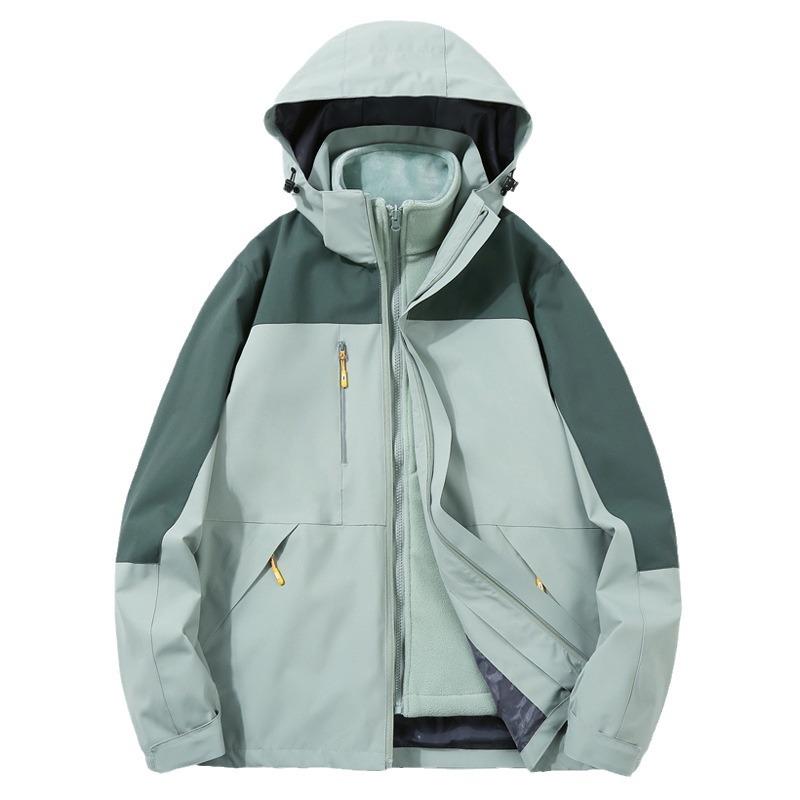 マウンテンパーカー 男女兼用 防風 保温 アウター インナーフリース ジャケット 2点セット 防水 登山 釣り スキー ウェア アウトドアウェア キャンプ トレッキング 秋冬 春夏 ブラック ネイビー カーキ レッド ブルー XS S M L XL 2X|イーマイショップ