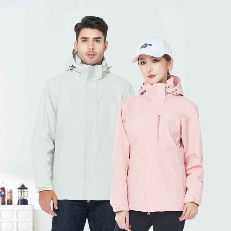 マウンテンパーカー レディース メンズ 登山ウェア 釣りウェア 取り外し可能 防風 防撥水 アウター 無地 春秋冬 アウトドア ウェア 2点セット S M L XL XXL XXXL 4XL ポリエステル キャンプ