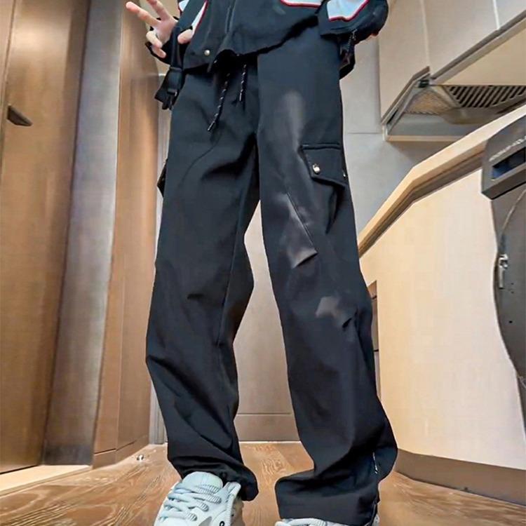 パンツ 男性用 防寒 ズボン 裏起毛 カーゴパンツ ストレート 登山 スキーウェア アウトドア 秋冬 ブラック