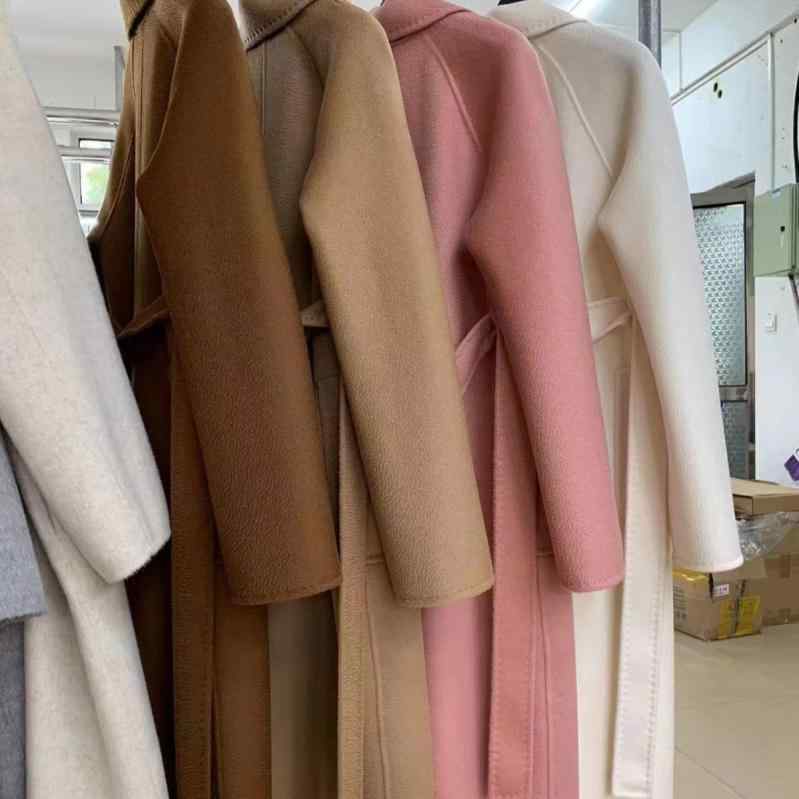 厚地の外套 レディース 秋冬 羊毛 ロング丈 ダブル人間の顔 絨毛 ゆったり 通い 好いたらしいめ アウター 象牙色 サクラ色 青み 黒いこと S M XS