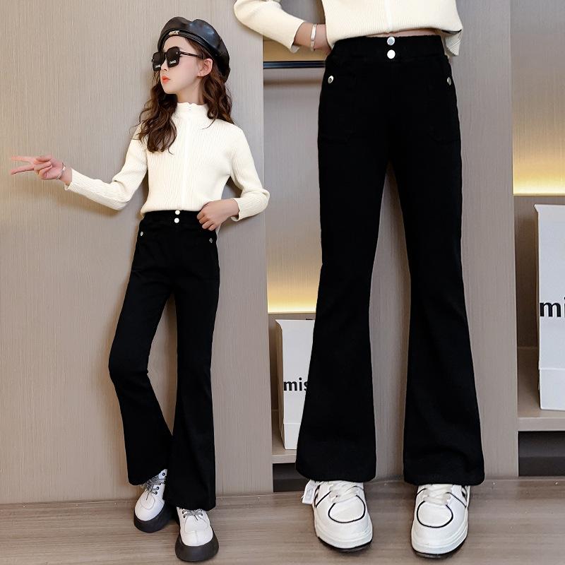 子供服 デニムパンツ ガールズ スキニー ストレッチ ロングパンツ 春秋 中 толстовка детская ブラック ジーンズ