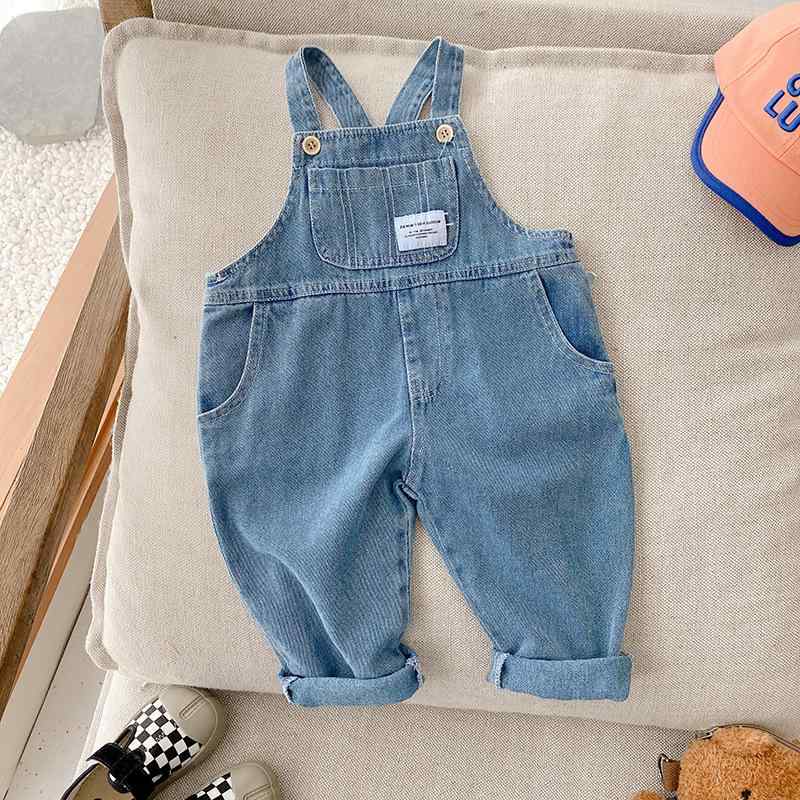 キッズ ベビー デニム オーバーオール パンツ 1歳 2歳 3歳 4歳 5歳 6歳 7歳 春秋 男女兼用 コットン 大ポケット付き ミドルウエスト ブルー