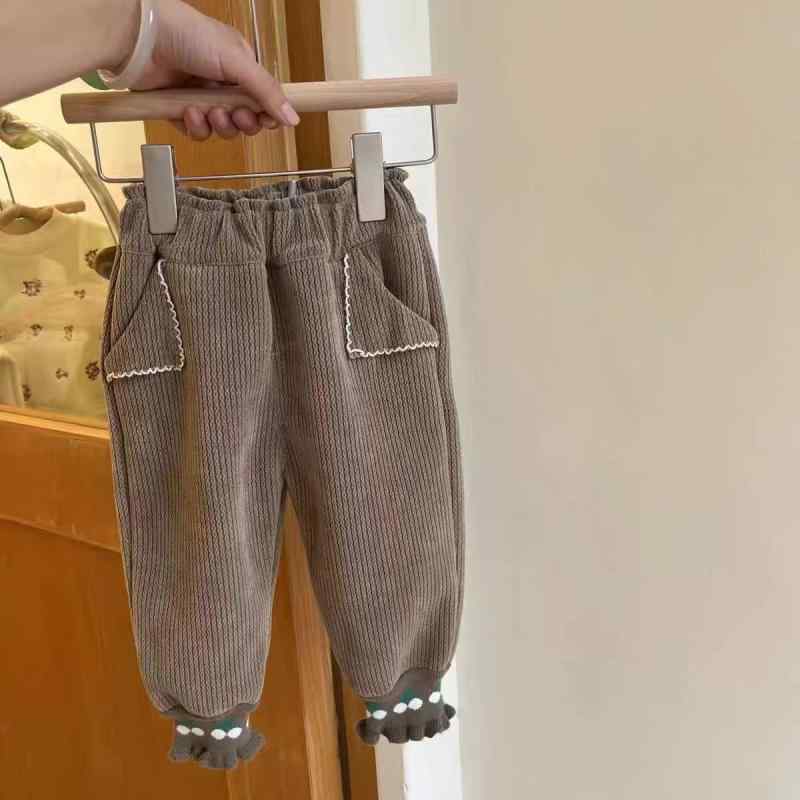 子供服 パンツ 女児 裏起毛 コーデュロイパンツ 女の子 秋冬 裾絞り ズボン ゆったり かわいい 普段着 ブラック系
