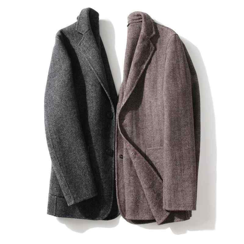 コート 男性用 ウールブレンド 秋冬 厚手 テーラード ビジネス カジュアル 170/M 175/L 180/XL 185/2XL 190/3XL グレー カーキ|イーマイショップ