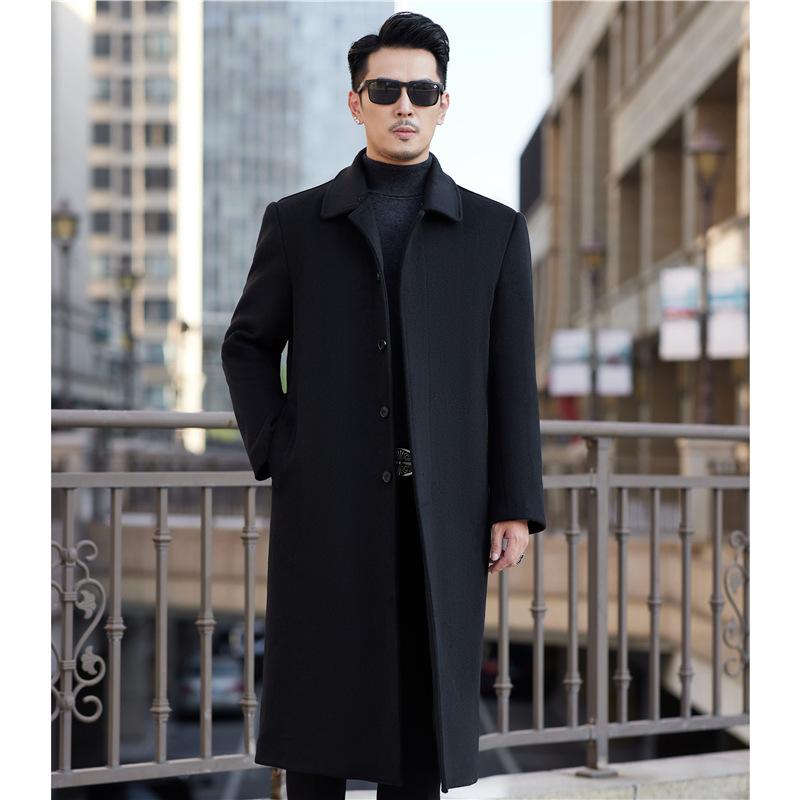メンズ ウール コート 秋冬 アウター 紳士服 ミドル丈 厚手 ビジネス カジュアル 無地 ブラック グレー ネイビー