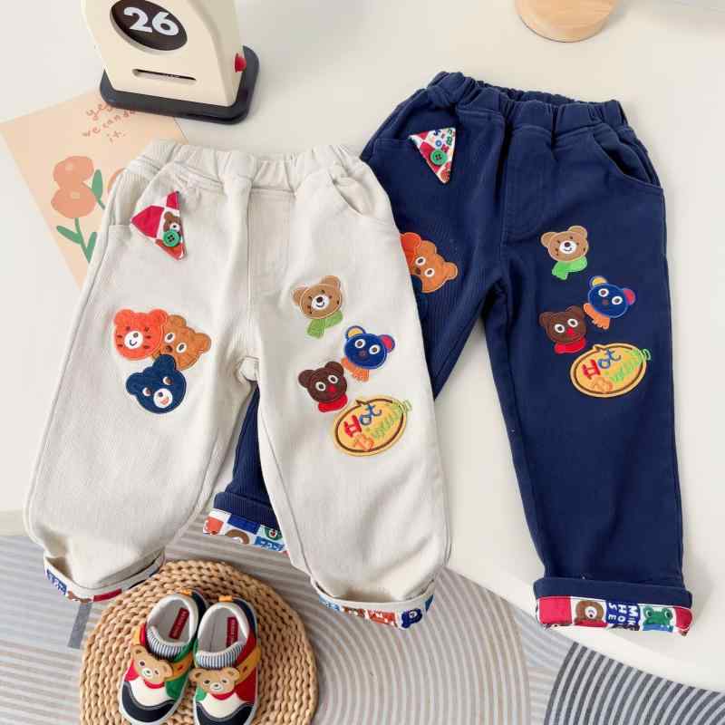 キッズ ベビー カジュアルパンツ 男の子 刺・墸 コットン 柔らかい ボーイズ ロングパンツ 春秋