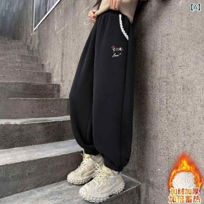 子供服 パンツ 女の子 裏起毛 スウェットパンツ 秋冬 スポーツパンツ 120cm 130cm 140cm 150cm 160cm 170cm ブラック グレー パープル ポリエステル 8歳以上 幼児 小学生