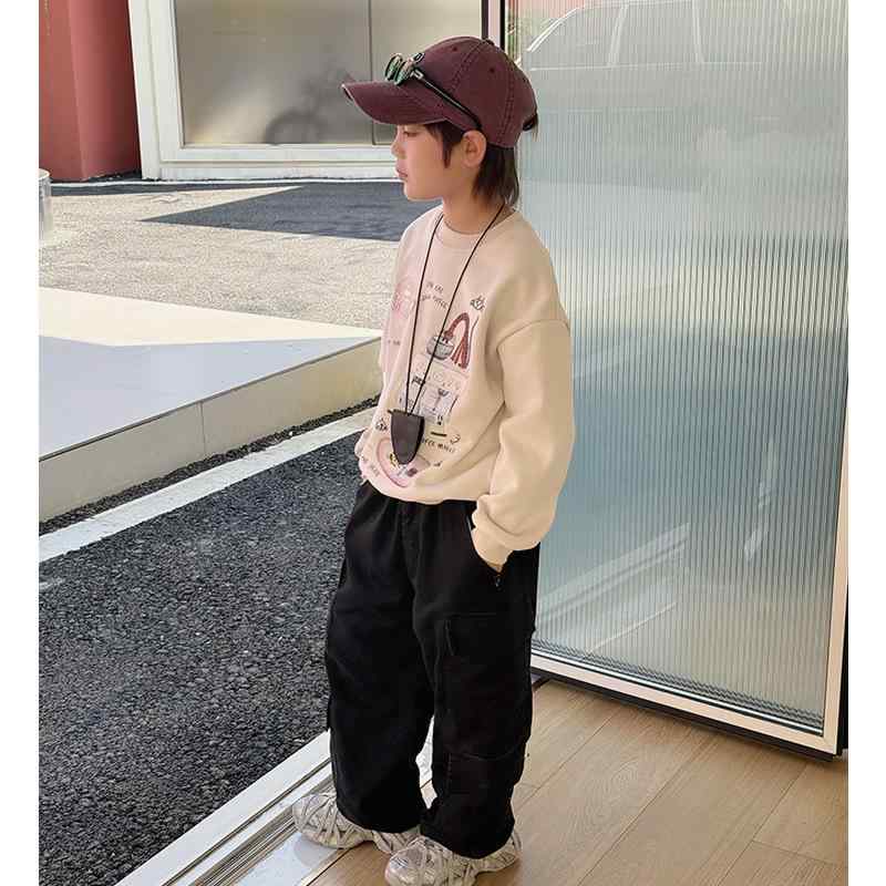 キッズ パンツ 男の子 裏起毛 カーゴパンツ 子供 ズボン 中童サイズ デニムパンツ 無地 普段使い 100cm 110cm 120cm 130cm 140cm 150cm ブラック グリーン