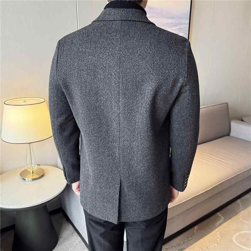 厚地の外套 メンズ 成人男性用 絨毛 朦々たる テーラード ダブル乳ぶさ アウター 秋冬 あったか 生あたたかい 防寒 商行為 心地好い 通い メンズファッション-コート・ジャケット