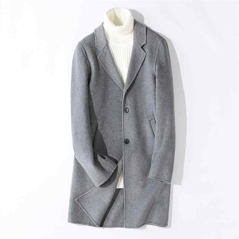 コート 男性用 ウール ロングコート ビジネス 紳士服 アウター 羊毛80％ 厚手 シングルブレスト 翻領 無地 ブラック ブラウン グレー カーキ 秋冬