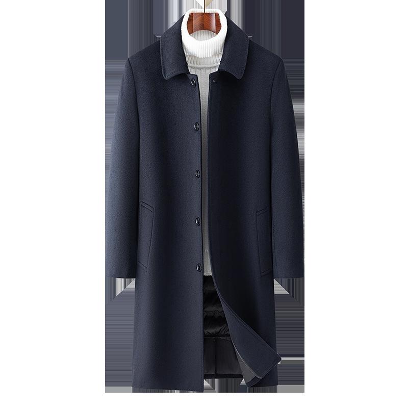 コート メンズ 男性用 ウールコート 裏地取り外し可能 ダウン ビジネス 紳士服 シニア向け 冬 厚手 暖かい 防寒 あったか 紺色 グレー