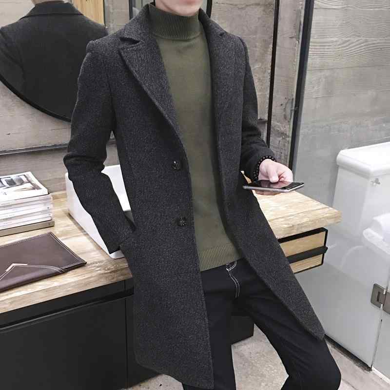 コート メンズ 男性用 ウールコート 秋冬物 ミドル丈 普段使い ラフ 伸縮性 ブラック グレー ワインレッド カーキ