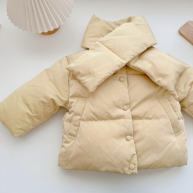 子供服 ガールズ 中綿入りジャケット イエロー 取り外し可能ネックウォーマー付き 防寒 ポリエステル 綿 80cm 90cm 100cm 110cm 120cm 130cm