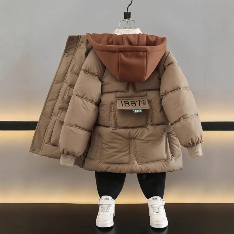 子供服 コットンジャケット 男の子 中綿入り 防寒着 アウター 厚手 Vネック カーキ色 ブラック(x3)｜イーマイショップ