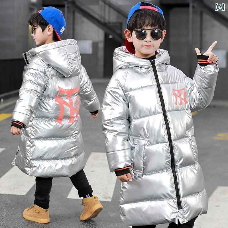 子供服 ボーイズ アウター ダウンジャケット ロング丈 中綿 防寒 110cm 120cm 130cm 140cm 150cm 160cm ブラック シルバー ブルー