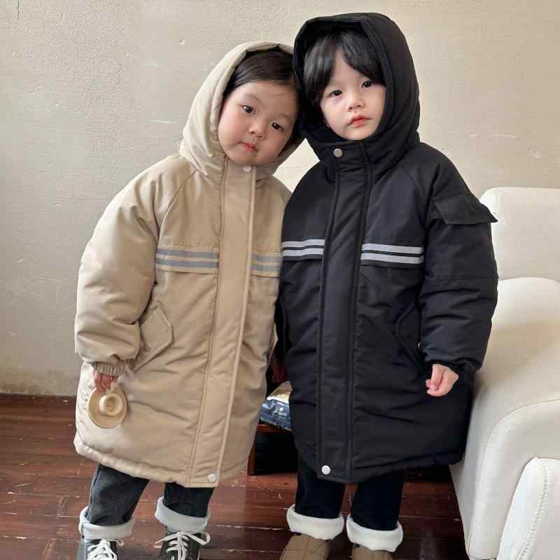 子供服 冬用 中綿入りジャケット 男女兼用 ベビー服 アウター コート 中綿入り 夜光 反射板付き 80 90 100 110 120 130 140 150 黒 カーキ