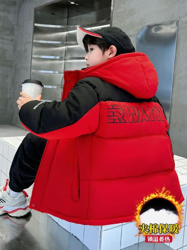 子供服 アウター ダウン風ジャケット 男の子 中綿入り ジャンパー キッズ 冬 防寒 8歳以上 140cm以上 暖かい フード付き 普段使い 通学着 ポリエステル｜イーマイショップ