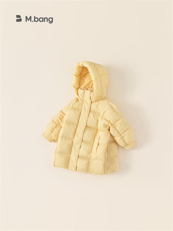 小わっぱ服 ガールズ 落ち込む上衣 ボンネット付き添い人 中綿入り口・入口 ロング丈 アウター 無地 韓国風 防寒 キッズファッション-コート・ジャケット