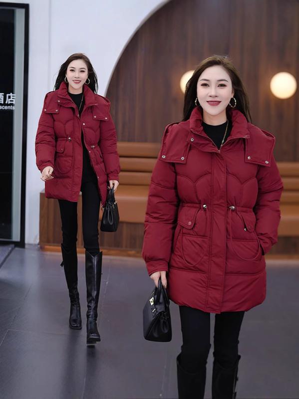 ダウンジャケット レディース 韓国風 スタイル 膝丈 ポリエステル アウター ピンク ブラック レッド M L XL XXL 9,263円