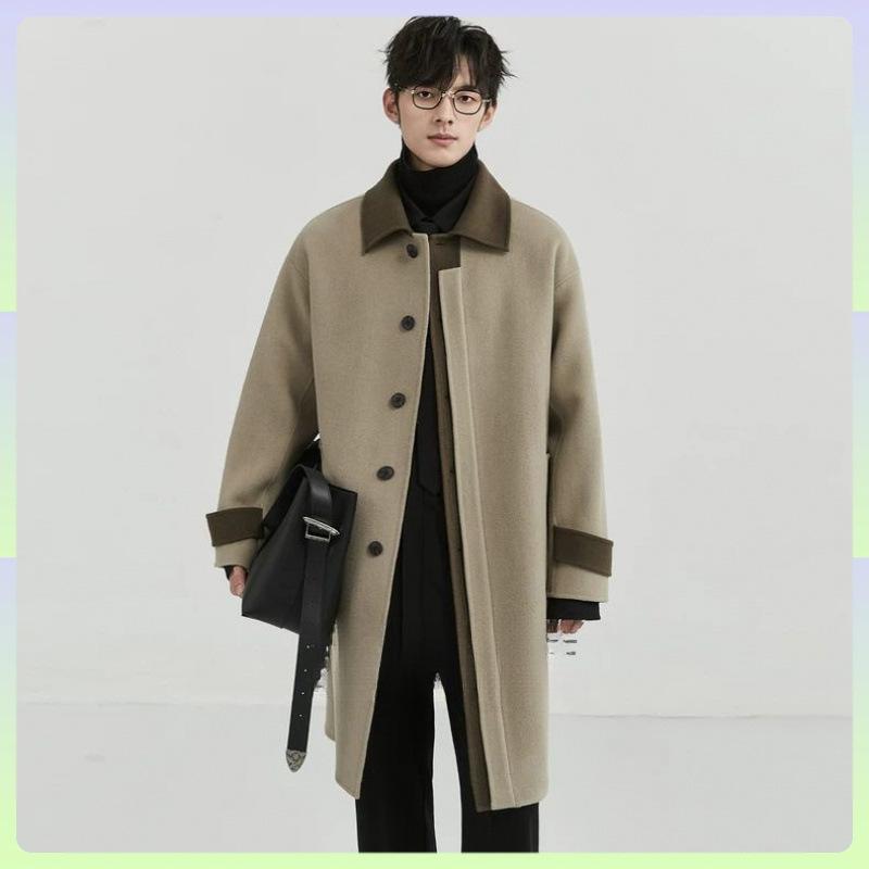 コート メンズ 男性用 ウール ミドル丈 テーラード 秋冬 防寒 あったか ゆったり ビジネス カジュアル 黒 ブラック グレー 灰色|イーマイショップ