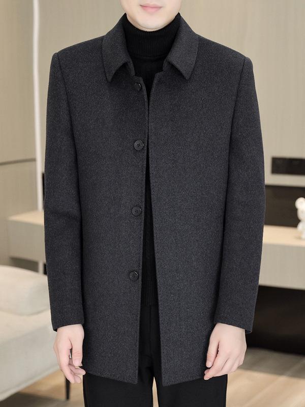 コート メンズ 男性用 ウール テーラードカラー 脱着可能 ダウンライナー付き ビジネス 紳士服 アウター 冬服 防寒 グレー ブラック ネイビー