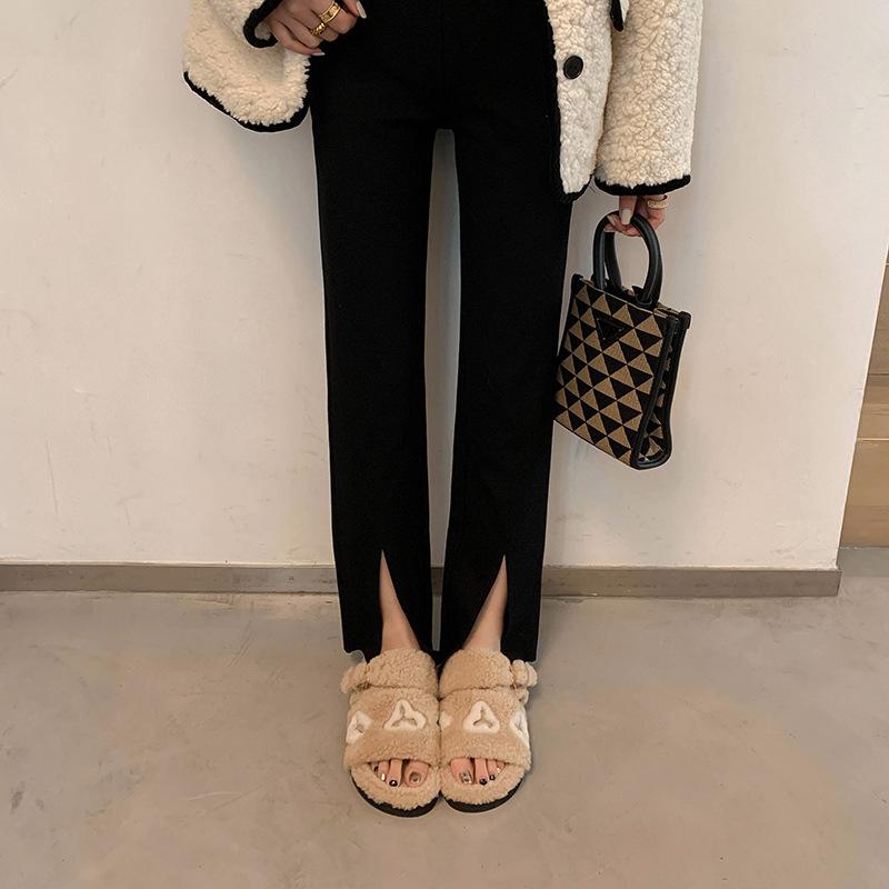 サンダル レディース 秋冬 厚底 スリッパ ルームシューズ 羊毛 あったか かわいい 杏色 カフェ色 黒 11,233円
