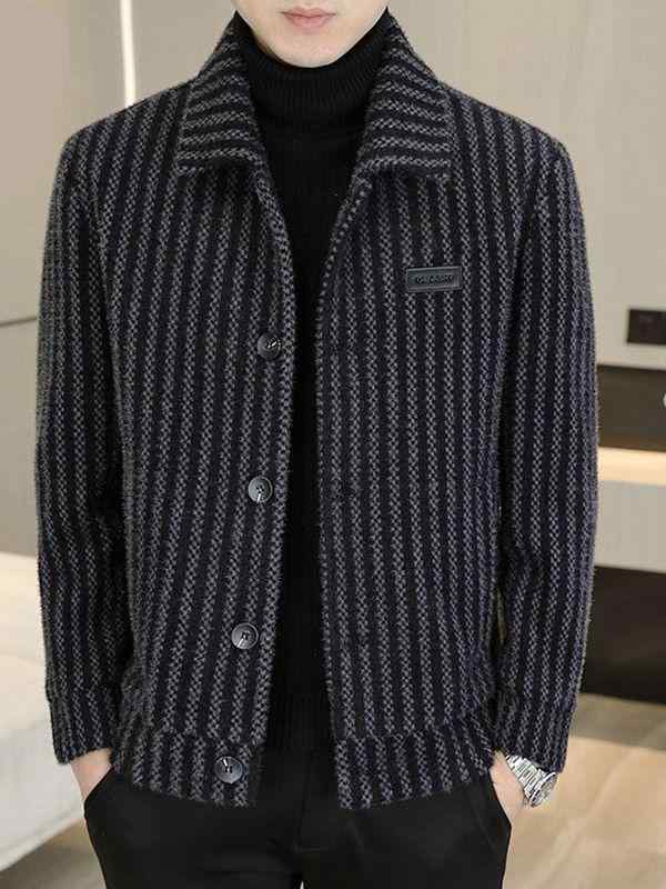 コート メンズ テーラード 秋冬 男性用 ジャケット ウール ビジネス 紳士服 カジュアル ショート丈 厚手 ストライプ M L XL 2XL 3XL 4XL