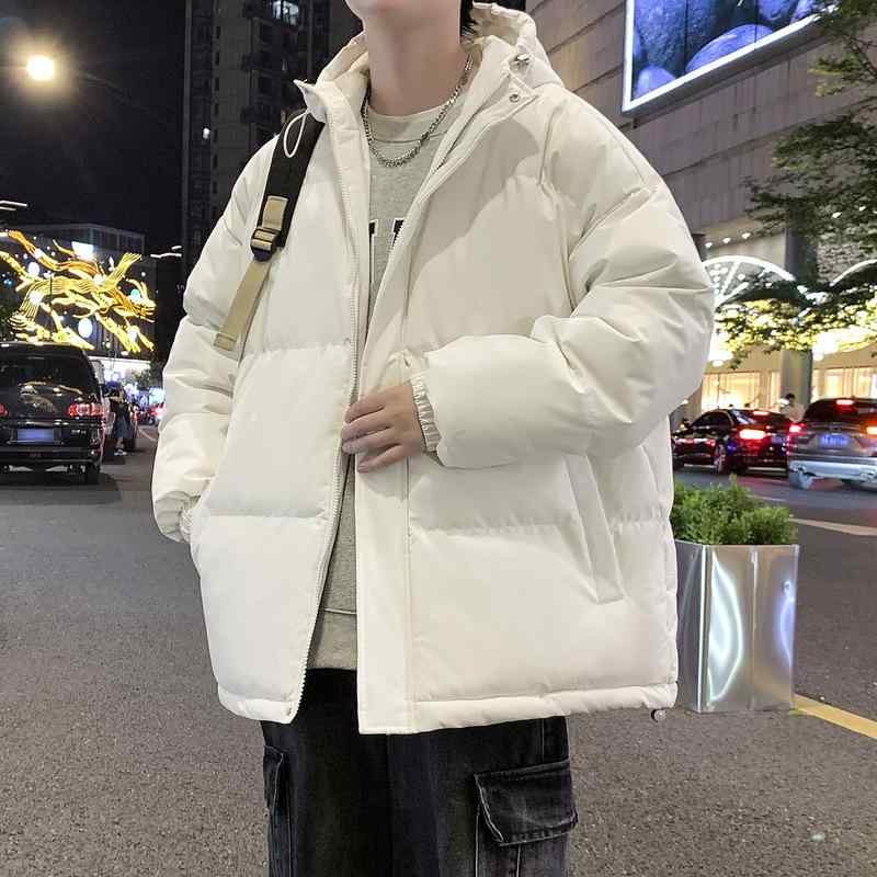 綿入り口・入口上衣 成人男性用 特大大きさ ボンネット付き添い人 無地 中綿 ポリエステル 冬服 前掛け アウター 心地よい 5XL 6XL 7XL 8XL ゆったり大きさ 米白いこと 薄墨色 黒いこと 赤銅色 緑であること
