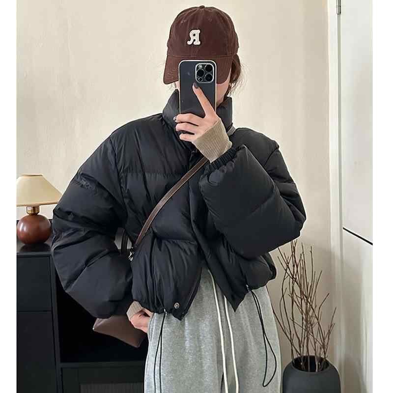コート レディース ショート丈 ゆったりサイズ 綿入り ジャケット アウター 秋冬 韓国風 かわいい おしゃれ カジュアル 通勤 通学 オフホワイト ブラック ピンク系 イエロー ブルー パープル