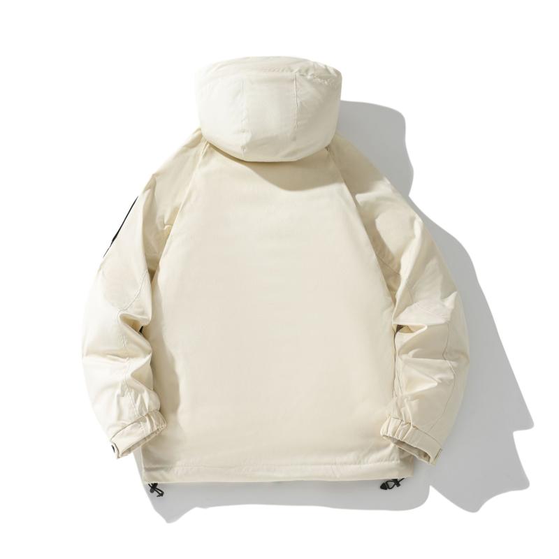羽絨服 成人男性用 細工物 上衣 冬期 生あたたかい 防寒 白ダックダウン 無地 遊撃手丈 ゆったり ポリエステル 普段使い走り アウトドア 黒いこと カーキ ミリタリー ベージュ