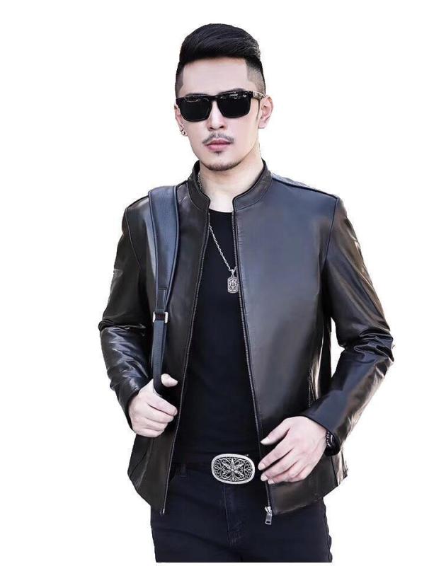 革ジャン メンズ 男性用 シープスキン レザージャケット ショート丈 ライダース スタンドカラー カジュアル ブラック 春秋|イーマイショップ