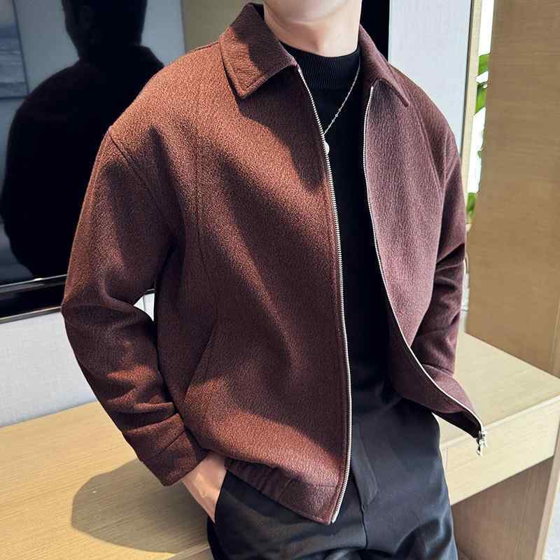ジャケット 男性用 ウール 混紡 コーデュロイ 裏地 ポリエステル ファッション 秋冬 防寒 レッド ブラック