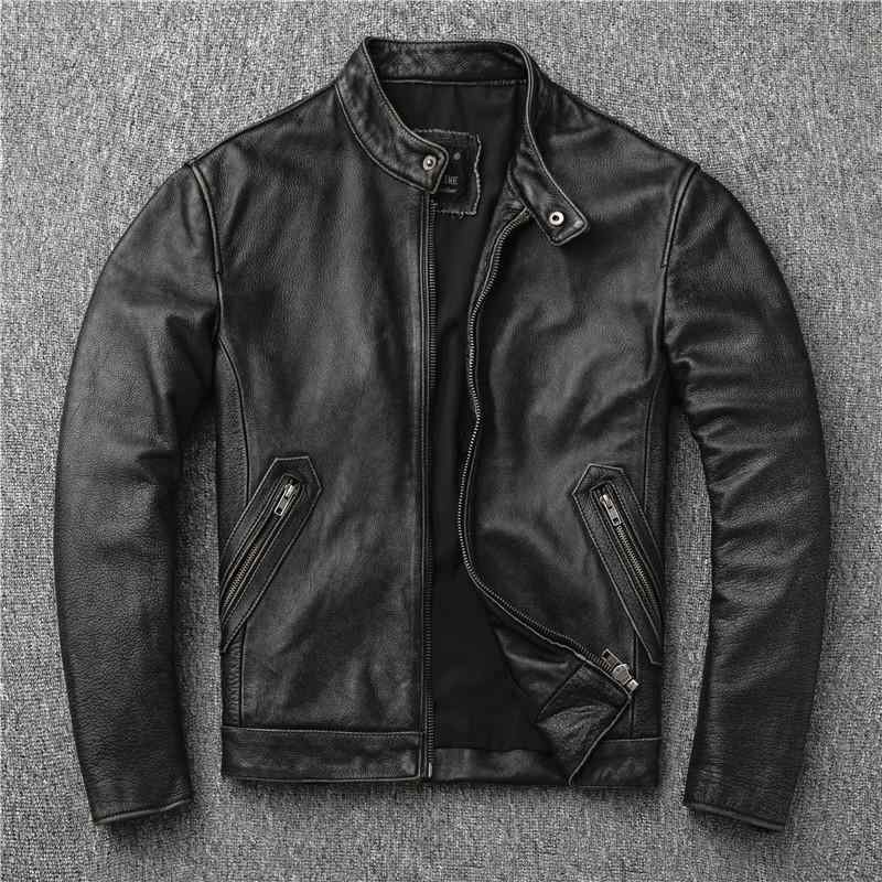 レザージャケット 男性用 バイクジャケット 牛革 秋冬 合皮 裏地ポリエステル 立襟 ショート丈 グレー アウター 普段使い カジュアル スタイル