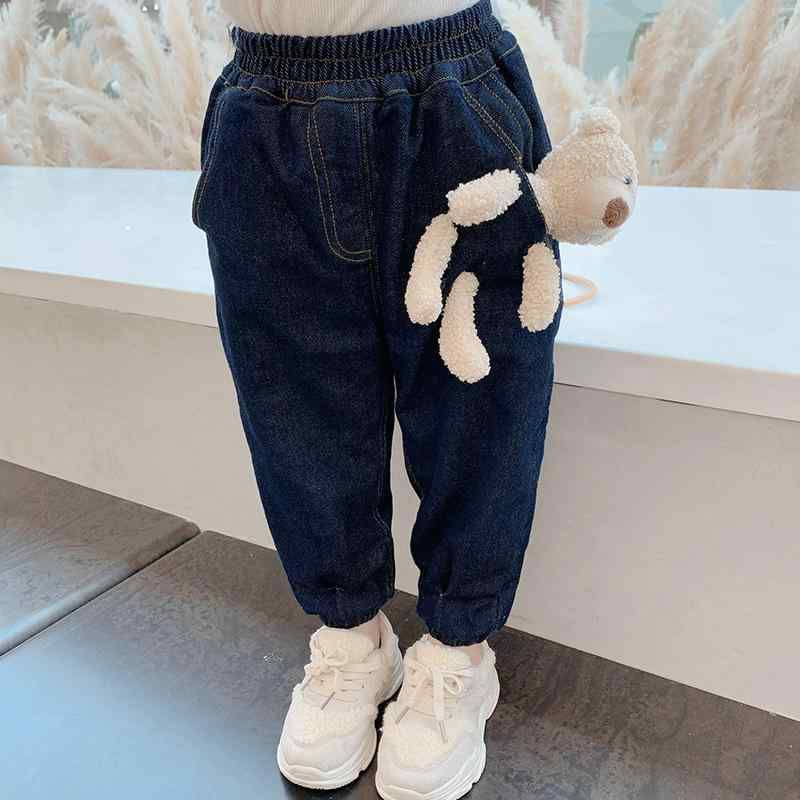 子供用ジーンズ 男女兼用 パンツ ズボン 裏起毛 デニムパンツ ロングパンツ 伸縮性 ウエストゴム 普段使い